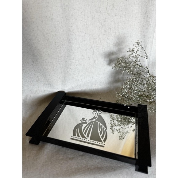 Lanvin Vintage Perfume Display Sign Tray Etched Glass Plastic Classic Logo RARE